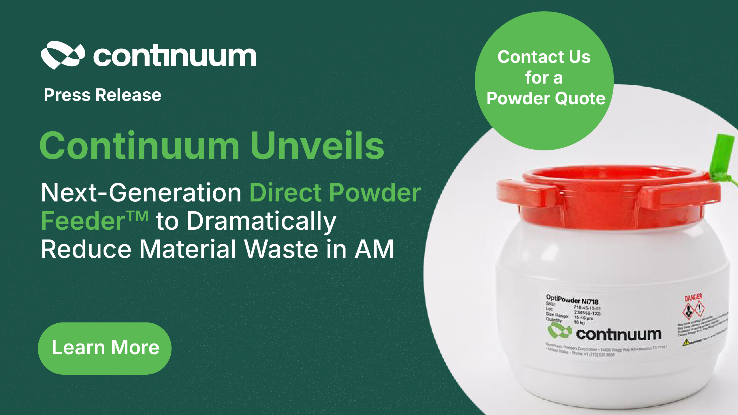 Home 8 Continuum Unveils Next-Generation Direct Powder Feeder to Dramatically Reduce Material Waste in Advanced Manufacturing
